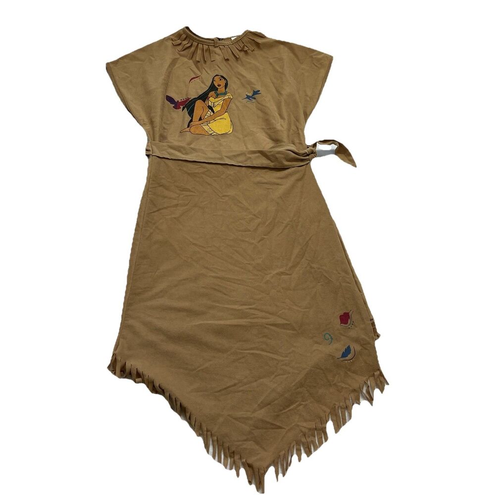 Disney Store Pocahontas Costume Dress Kids 8/10 Fringe Halloween Cosplay